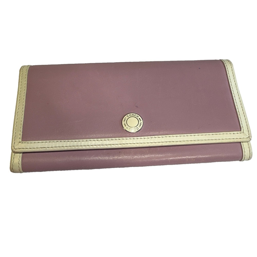 VTG Coach Women's Lavender Checkbook Wallet Y2K Front Flap Snap Card Slots
